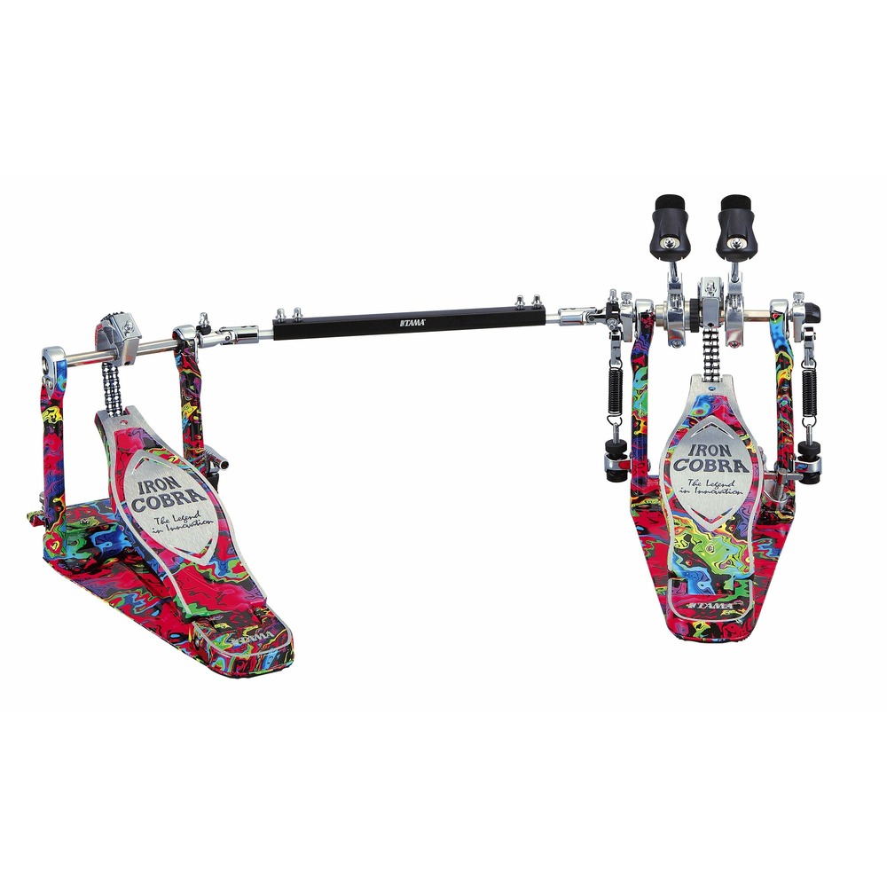 Педаль для барабана Tama IRON COBRA HP900PWMPR Power Glide Twin Pedal Psychedelic Rainbow