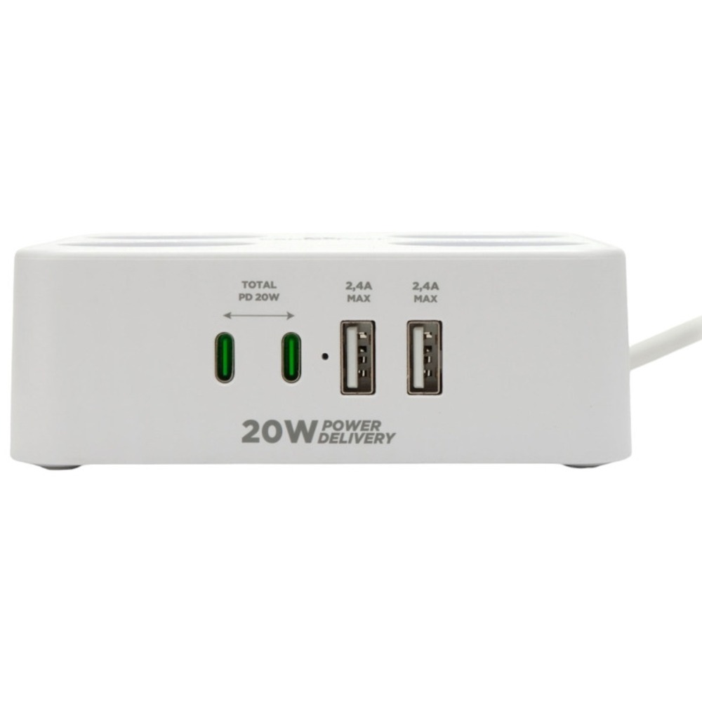 Сетевой фильтр Cablexpert PLT-4-C2U2-W-2 2.0m