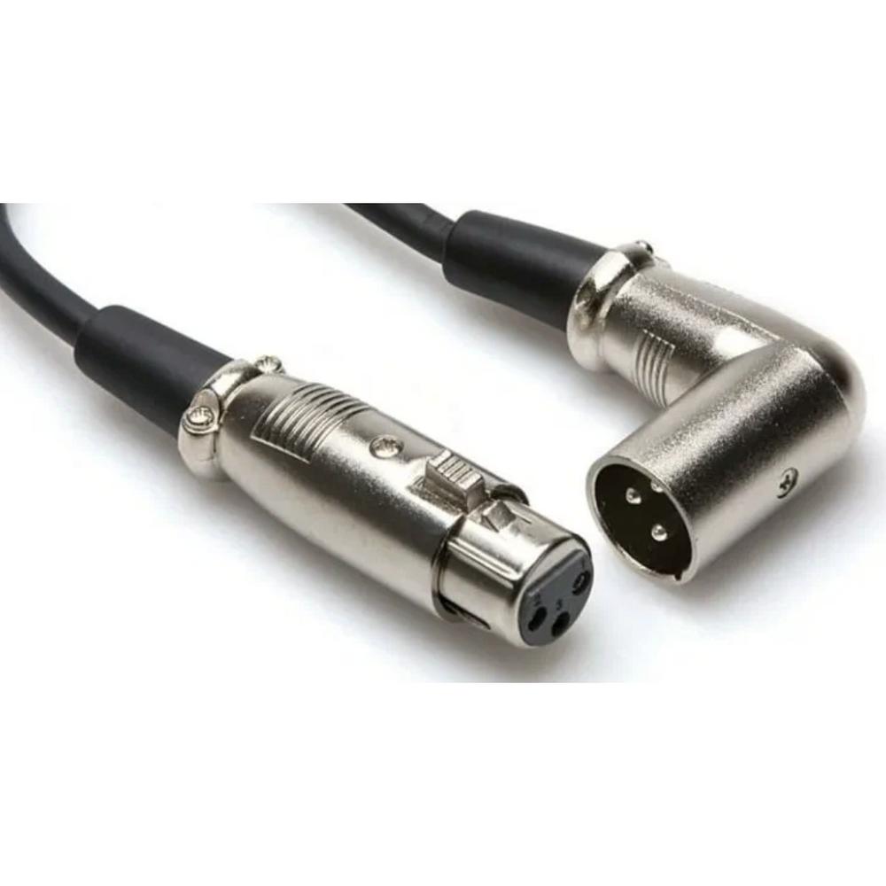 Кабель аудио 1xXLR - 1xXLR GS-PRO XLR3M-R угловой -XLR3F black 3.0m