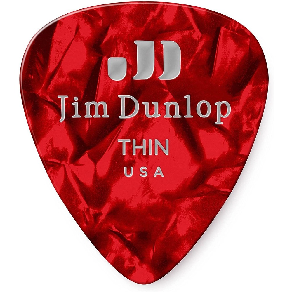 Медиатор DUNLOP 483P09TH Celluloid Red Pearloid Thin 12Pack