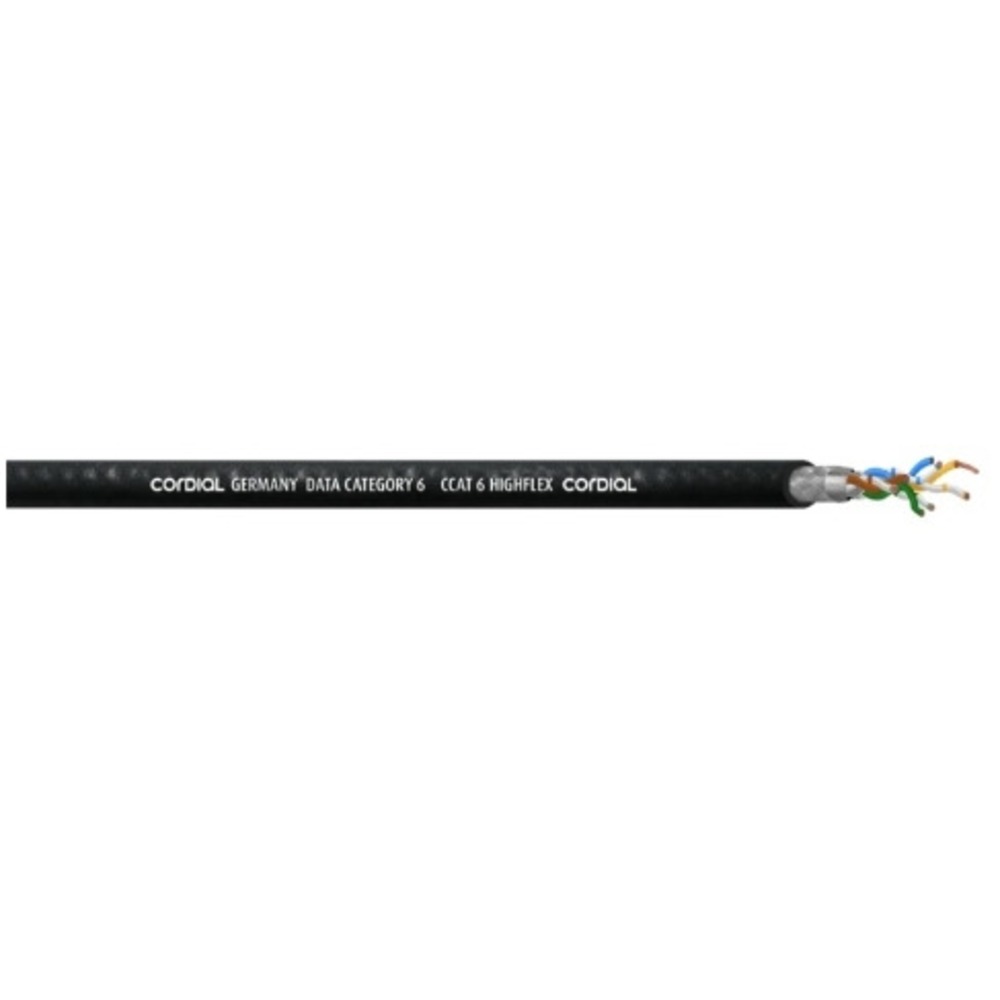 Кабель витая пара на катушке Cordial CCAT 6 HIGHFLEX BLACK  100.0 m