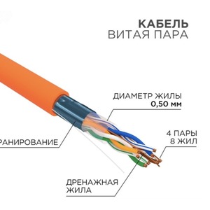 Кабель витая пара на катушке Rexant 01-0150-R 305.0m