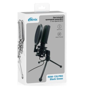 Вокальный микрофон (конденсаторный) Ritmix RDM-126 PRO Black-Green