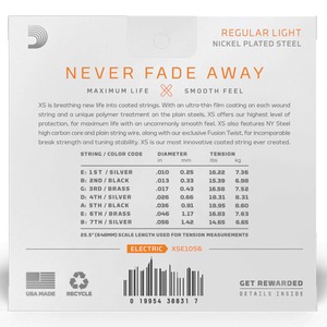 Струны для 7 ми струнной электрогитары DAddario XSE1056 XS Nickel