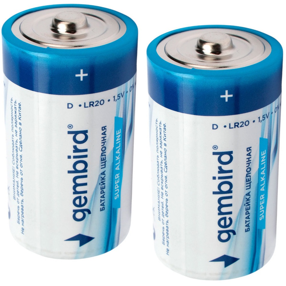Батарейка Gembird GB-LR20-2F, тип D(LR20), 2шт, пленка