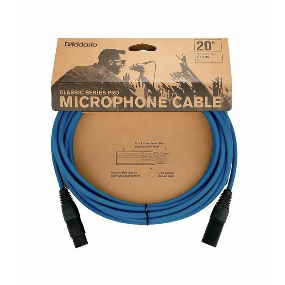 Кабель аудио 1xXLR - 1xXLR DAddario PW-CPMIC-20BU 6.0m