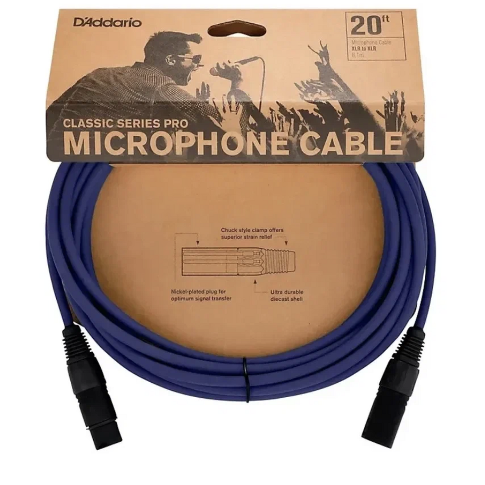 Кабель аудио 1xXLR - 1xXLR DAddario PW-CPMIC-20DBU 6.0m