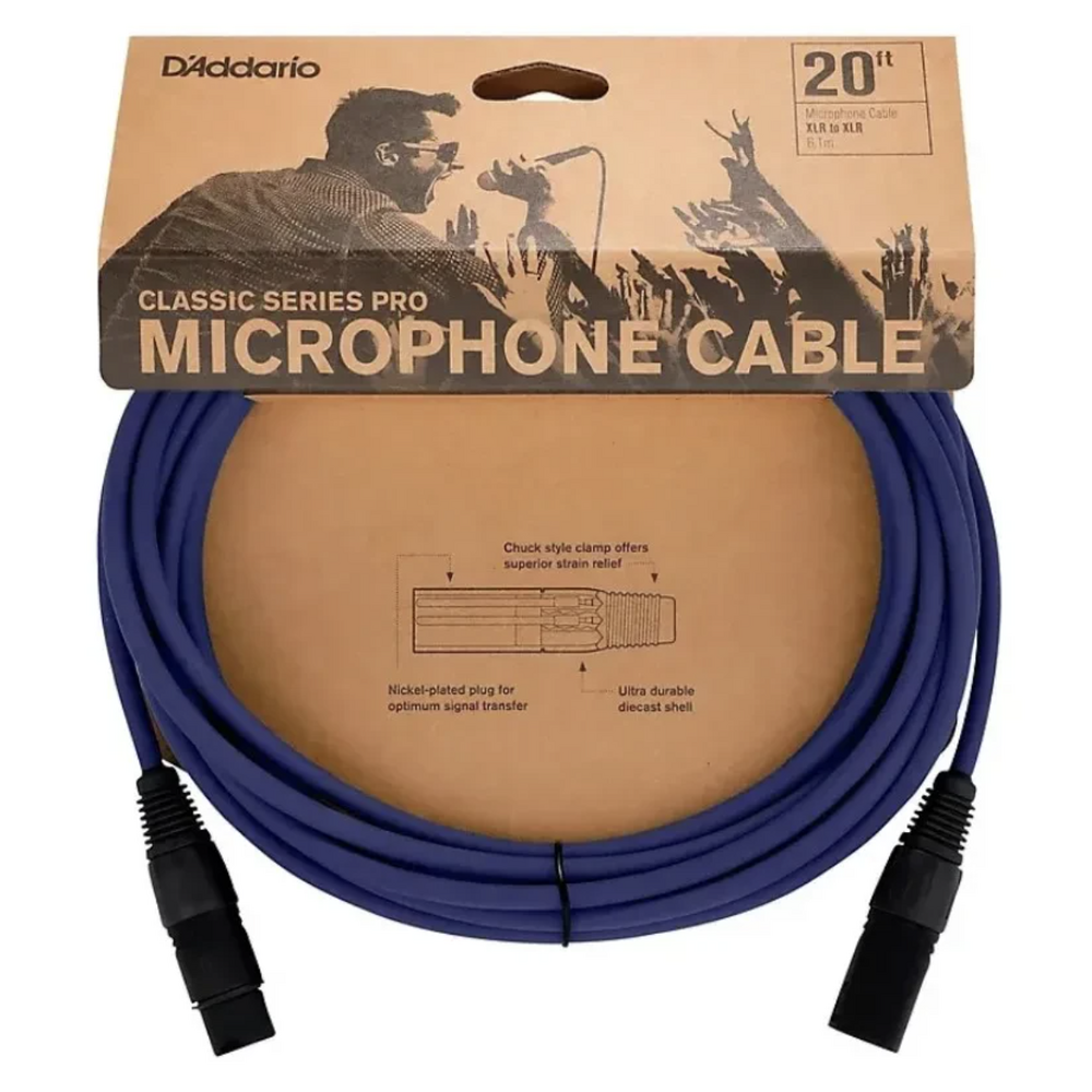 Кабель аудио 1xXLR - 1xXLR DAddario PW-CPMIC-20GY 6.0m