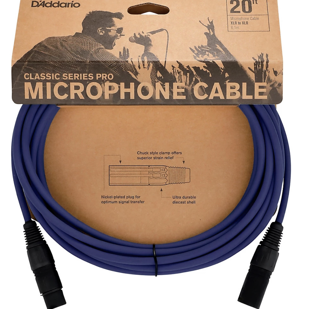 Кабель аудио 1xXLR - 1xXLR DAddario PW-CPMIC-20WH 6.0m