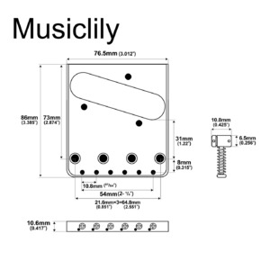 Бридж для гитары Musiclily MX1841CR