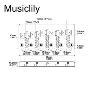 Бридж для 5-ти струнной бас гитары Musiclily MX2823GD