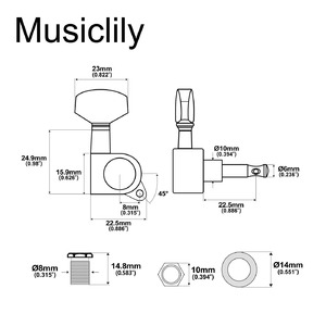Колки для гитары 3+3 Musiclily MX1340BK-3MX1341BK-3