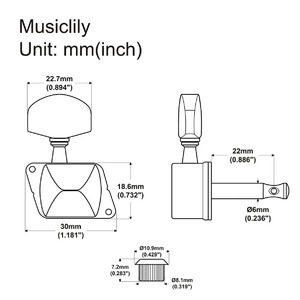 Колки для гитары 3+3 Musiclily MX1351CR-3MX1352CR-3