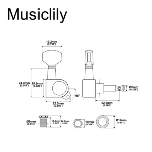 Колки для гитары Musiclily MX1342CR-6