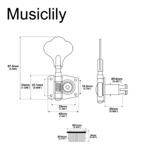 Комплект колков для 4-струнной бас-гитары Musiclily MX1359BK-2MX1360BK-2