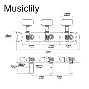 Колки для классической гитары Musiclily MX1363NK