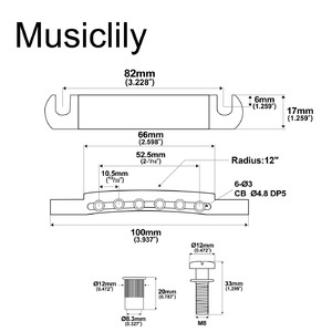 Стоп-бар для электрогитар Musiclily MX2621CR