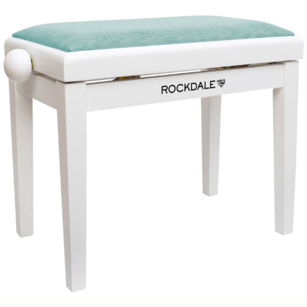Деревянная банкетка для пианино с регулировкой высоты Rockdale Rhapsody 131 SV White Turquoise