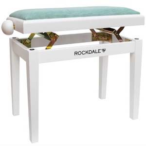 Деревянная банкетка для пианино с регулировкой высоты Rockdale Rhapsody 131 SV White Turquoise