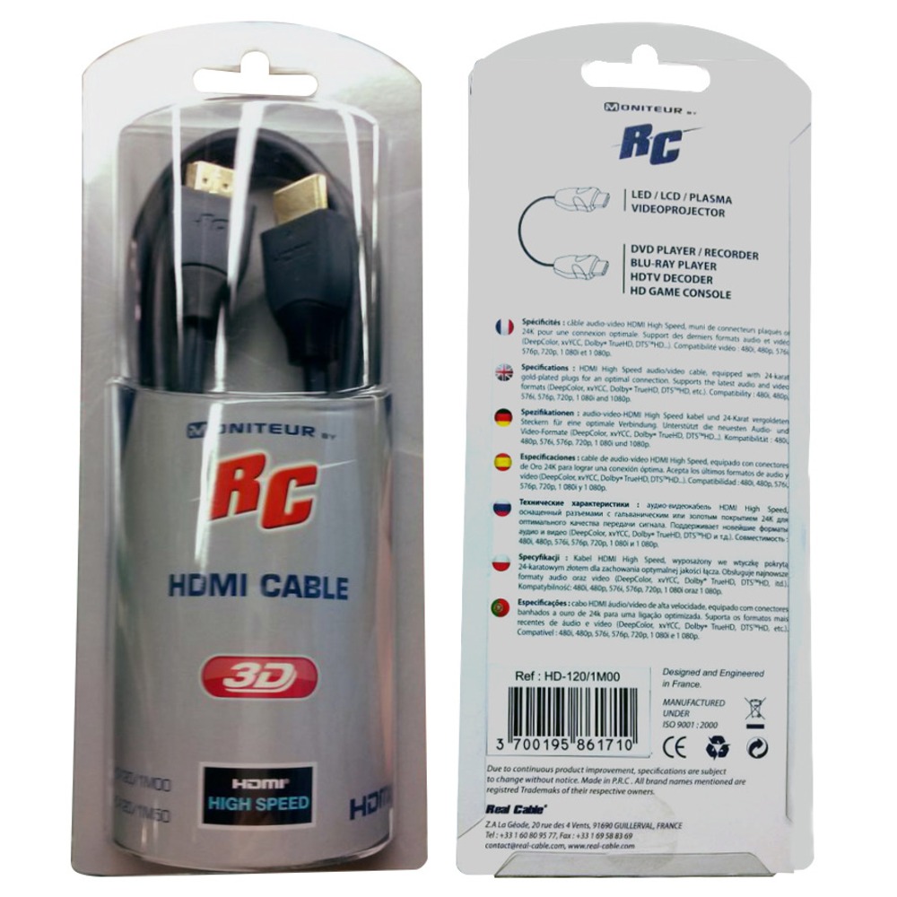 Кабель HDMI - HDMI Real Cable HD-120 1.0m